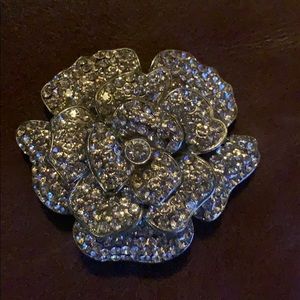 Extra large silver clear Rhinestone Brooch